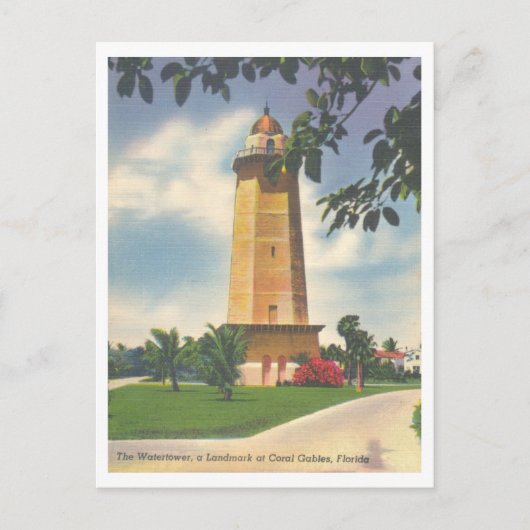 Vintager Korallengabel Florida Wasserturm Postkarte (Vorderseite)