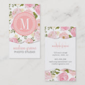 Vintager korallenroter mit Blumenpfirsich-Girly Visitenkarte (Vorne/Hinten)