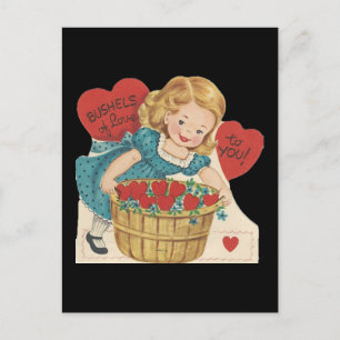Vintager Korb der Liebe Valentine Feiertagspostkarte