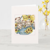 Vintager Korb der Mutterkarte von Kätzchen Karte (Gelbe Blume)