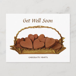 Vintager Korb Schokoladenherzen wird bald gut Postkarte