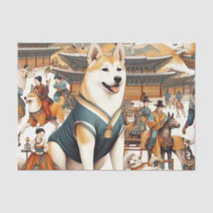 Vintager koreanischer Jindo Hund Nahtlose Illustra Seidenpapier