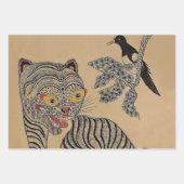 Vintager koreanischer Minhwa Tiger Scroll Geschenkpapier Set (Vorderseite 2)