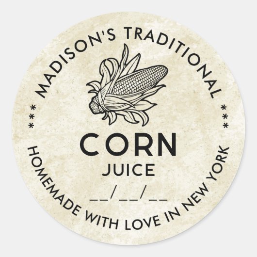 Vintager Kornsaftaufkleber mit Cob-Symbol Runder Aufkleber (Vorderseite)