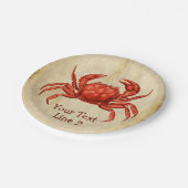 Vintager Krabben-Entwurf personalisiert Pappteller (Schrägansicht)
