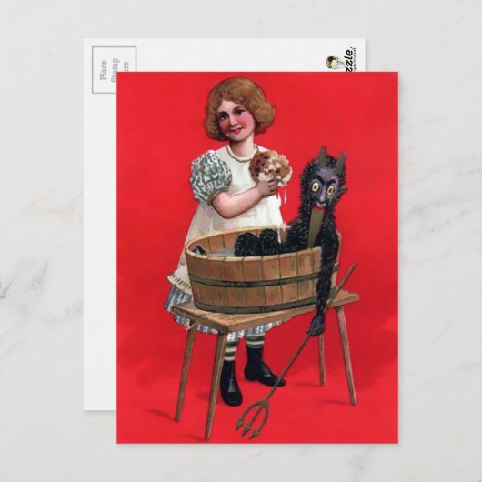Vintager Krampus Bath Postkarte (Vorne/Hinten)