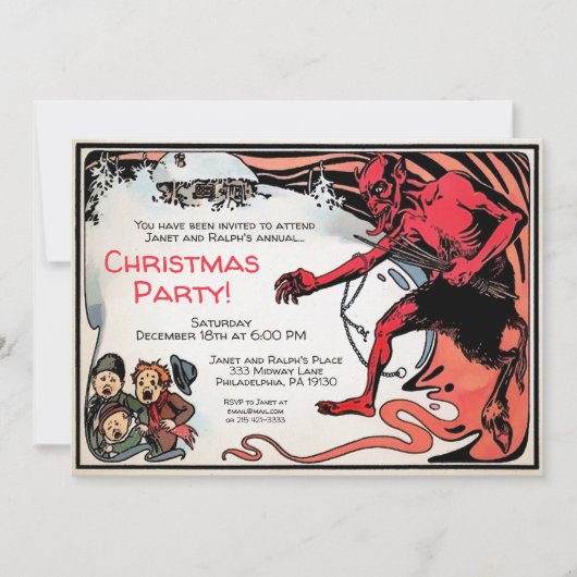 Vintager Krampus Einladung (Vorderseite)