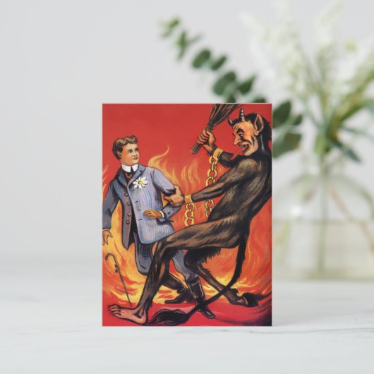 Vintager Krampus in Hell Postkarte (Stehend Vorderseite)
