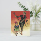 Vintager Krampus mit Girl Postkarte (Stehend Vorderseite)