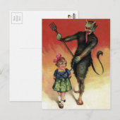 Vintager Krampus mit Girl Postkarte (Vorne/Hinten)