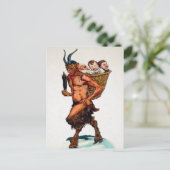 Vintager Krampus mit Kindern Postkarte (Stehend Vorderseite)
