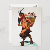 Vintager Krampus mit Kindern Postkarte (Vorne/Hinten)