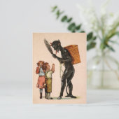 Vintager Krampus mit Kindern Postkarte (Stehend Vorderseite)