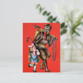 Vintager Krampus mit Little Girl Postkarte (Stehend Vorderseite)