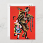 Vintager Krampus mit Little Girl Postkarte (Vorne/Hinten)