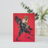 Vintager Krampus mit Mädchen Postkarte (Stehend Vorderseite)