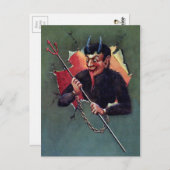 Vintager Krampus mit Pitchfork Postkarte (Vorne/Hinten)