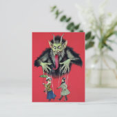 Vintager Krampus mit Puppen Postkarte (Stehend Vorderseite)