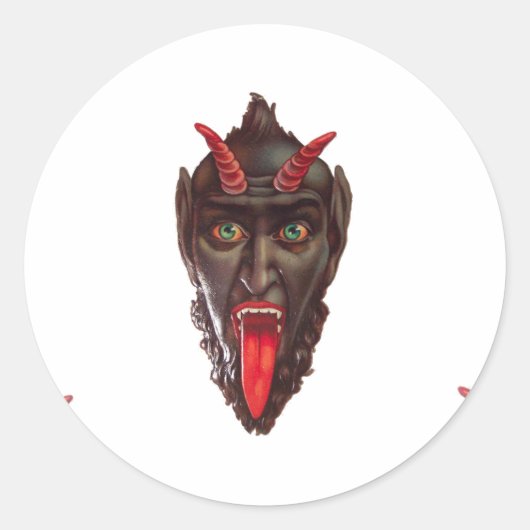 Vintager Krampus Runder Aufkleber (Vorderseite)