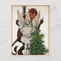 Vintager Krampus und Baum