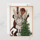 Vintager Krampus und Baum Postkarte (Vorne/Hinten)