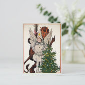Vintager Krampus und Baum Postkarte (Stehend Vorderseite)