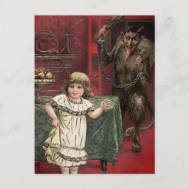 Vintager Krampus und Kinderpostkarte Postkarte