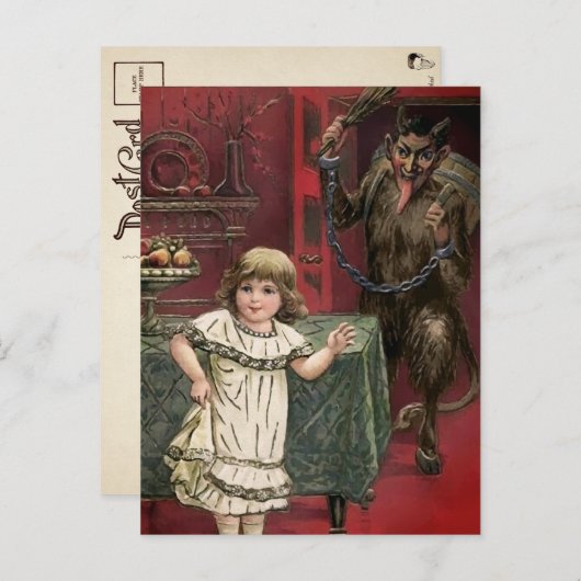 Vintager Krampus und Kinderpostkarte Postkarte (Vorne/Hinten)