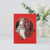 Vintager Krampus und Santa Postcard Postkarte (Stehend Vorderseite)