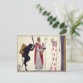 Vintager Krampus und Santa Postkarte (Stehend Vorderseite)