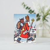 Vintager Krampus und Santa Postkarte (Stehend Vorderseite)