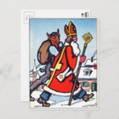 Vintager Krampus und Santa Postkarte (Vorne/Hinten)