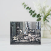 Vintager Krampus und Santa Postkarte (Stehend Vorderseite)