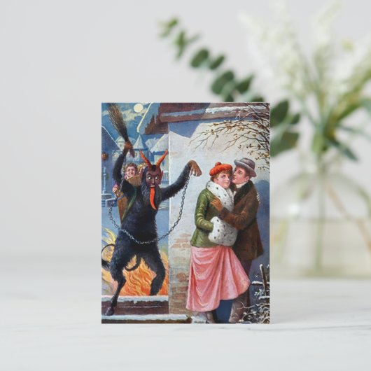 Vintager Krampusangriff Postkarte (Stehend Vorderseite)