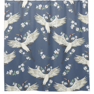 Vintager Kran: Vogelmuster Duschvorhang