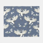 Vintager Kran: Vogelmuster Fleecedecke (Vorderseite (Horizontal))