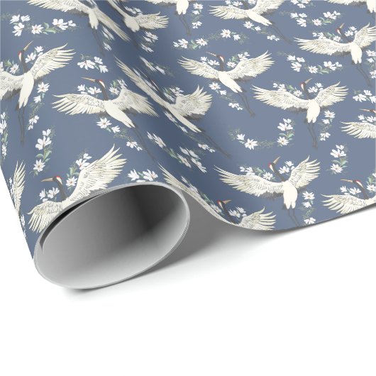 Vintager Kran: Vogelmuster Geschenkpapier (Rolleneckpunkt)