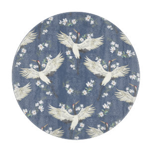 Vintager Kran: Vogelmuster Schneidebrett
