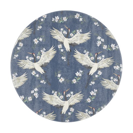 Vintager Kran: Vogelmuster Schneidebrett (Vorderseite)