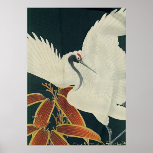 Vintager Kranich der japanischen Roten Krone Poster (Vorne)