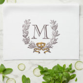 Vintager Kranz-Personalisierter Monogramm-Anfangst Geschirrtuch (Gefaltet)