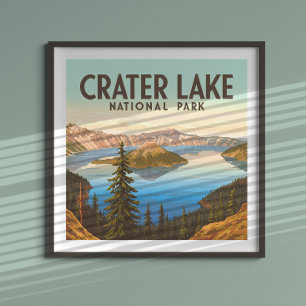 Vintager Kratersee Nationalpark Poster