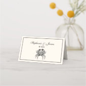 Vintager Krebs Zeichnend Elfenbein Platzkarte (Vorderseite)