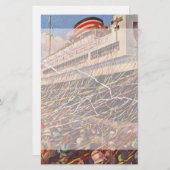 Vintager Kreuzfahrtschiff Urlaub; Bon Voyage Party Briefpapier (Vorne/Hinten)