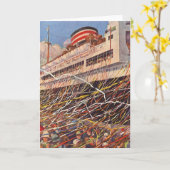 Vintager Kreuzfahrtschiff Urlaub; Bon Voyage Party Karte (Gelbe Blume)