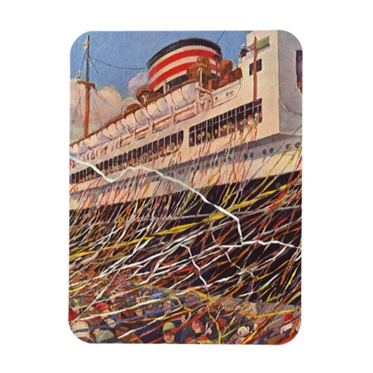 Vintager Kreuzfahrtschiff Urlaub; Bon Voyage Party Magnet (Vertikal)