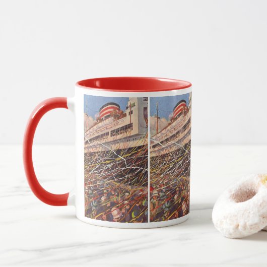 Vintager Kreuzfahrtschiff Urlaub; Bon Voyage Party Tasse (Mit Donut)