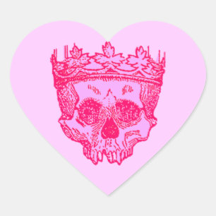 Vintager Kronenschädel Herz-Aufkleber