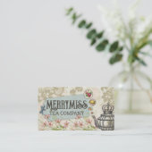 Vintager Kronentee Fruchtfrucht Blume Hand Mischte Visitenkarte (Stehend Vorderseite)