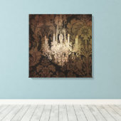 Vintager Kronleuchter aus Damast Leinwanddruck (Insitu (Holzboden))